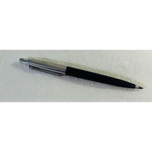 Parker Jotter Black Ballpoint Pen Chrome Cap Feather Made US Vtg